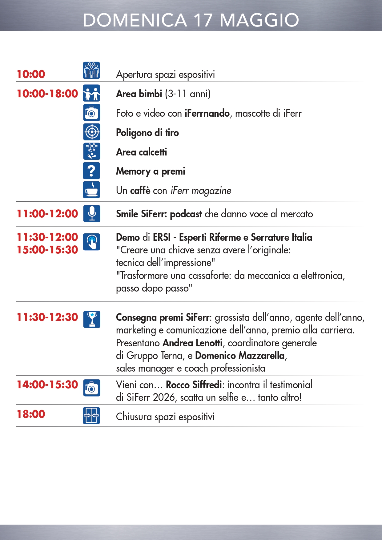 programma domenica 17 maggio